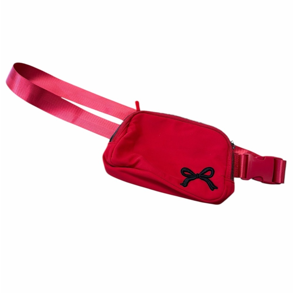 Red Belt Bag with black bow design